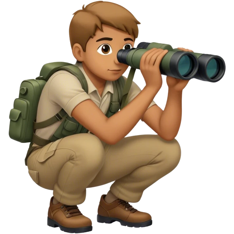 person using binoculars looking forward crouching emoji