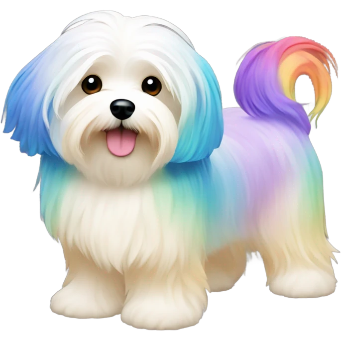 Cream colored havanese with RAINBOW TAIL (NOT RAINBOW EARS) emoji