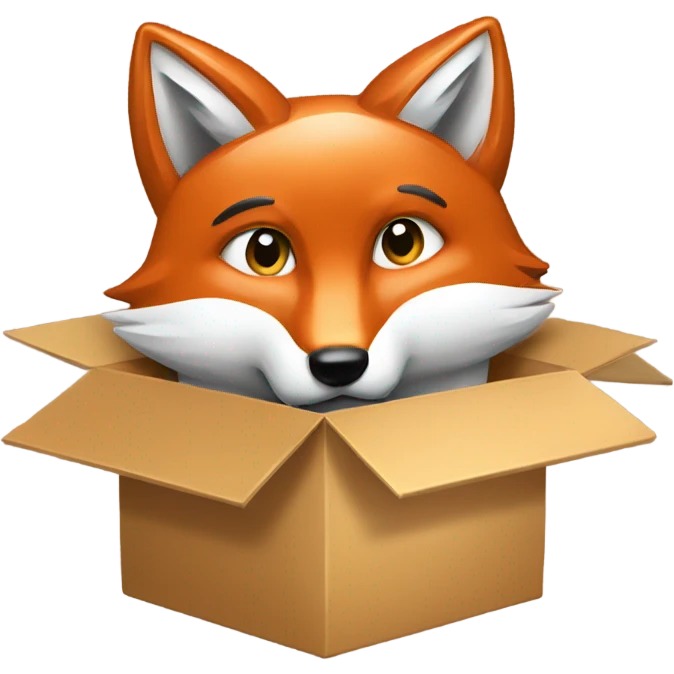 fragile, box, image of fox inside box emoji