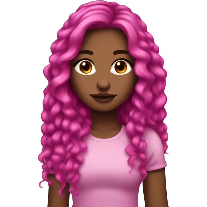 Pretty girl with light/medium skin, eyeliner and long, magenta pink, thick hair emoji