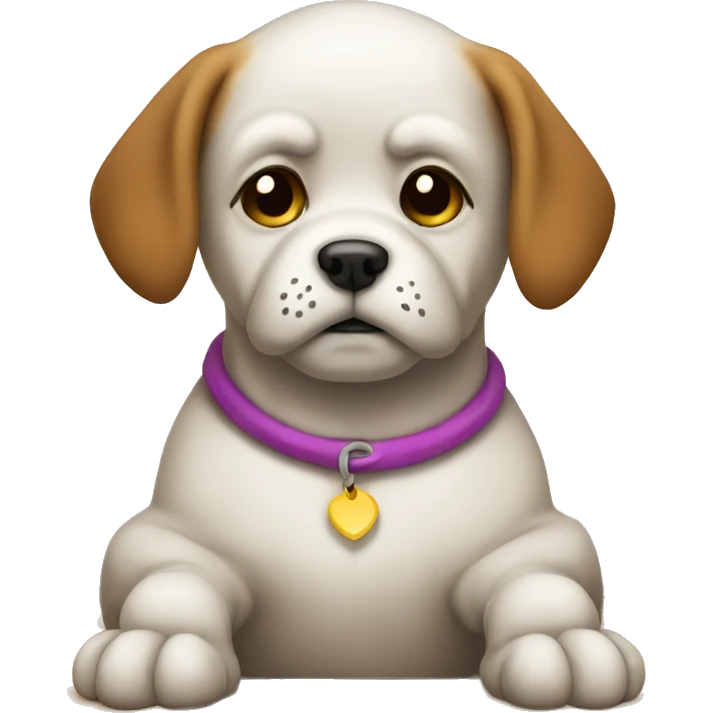 Sad dog sitting on the bad emoji