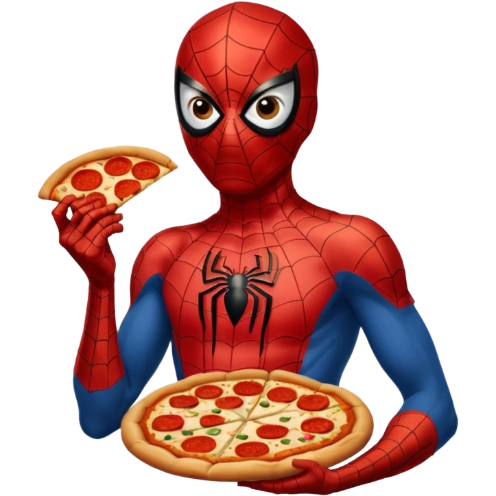 spiderman, wearing ancient custome, with pizza emoji