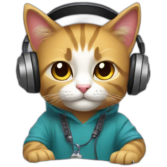 DJ cat with turntable emoji