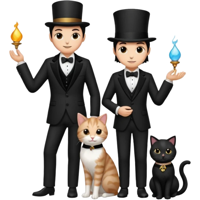 magician couple and their pet cat emoji