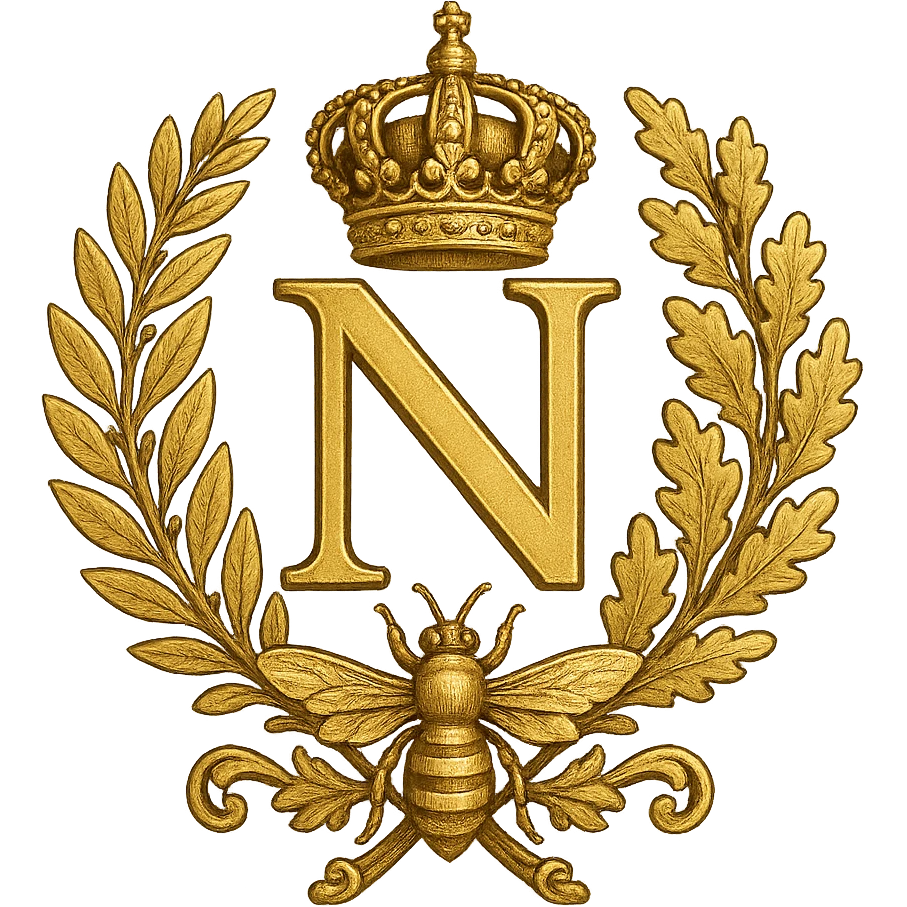 Napoleon symbol of France, bee motif, gold, ornate, historical, on a neutral background emoji