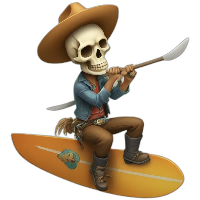 skull surfer cowboy emoji