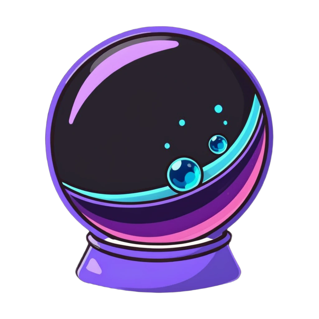 crystal magic ball with potion effect, fortune telling crystal sphere with swirling magical liquid inside, sparkles and mystical glow emoji
