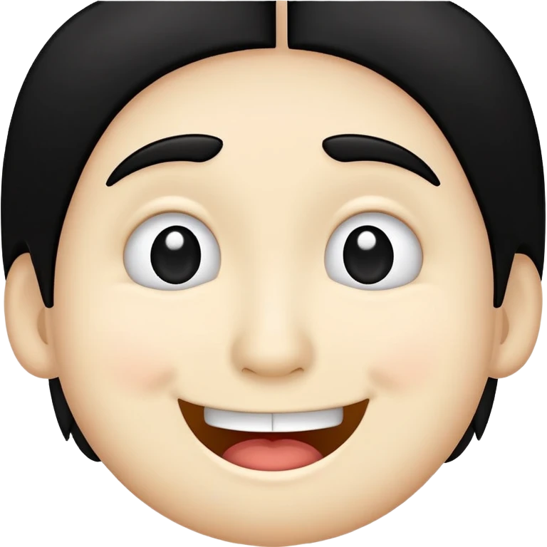 minimalist embarrassed white smiley with black hair emoji