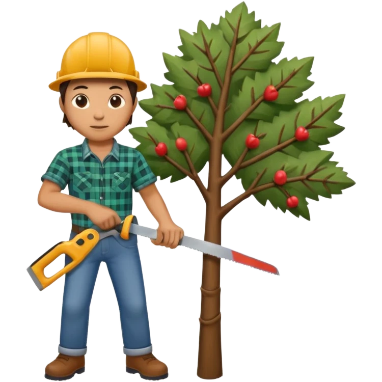 Cutting a branch with a saw emoji