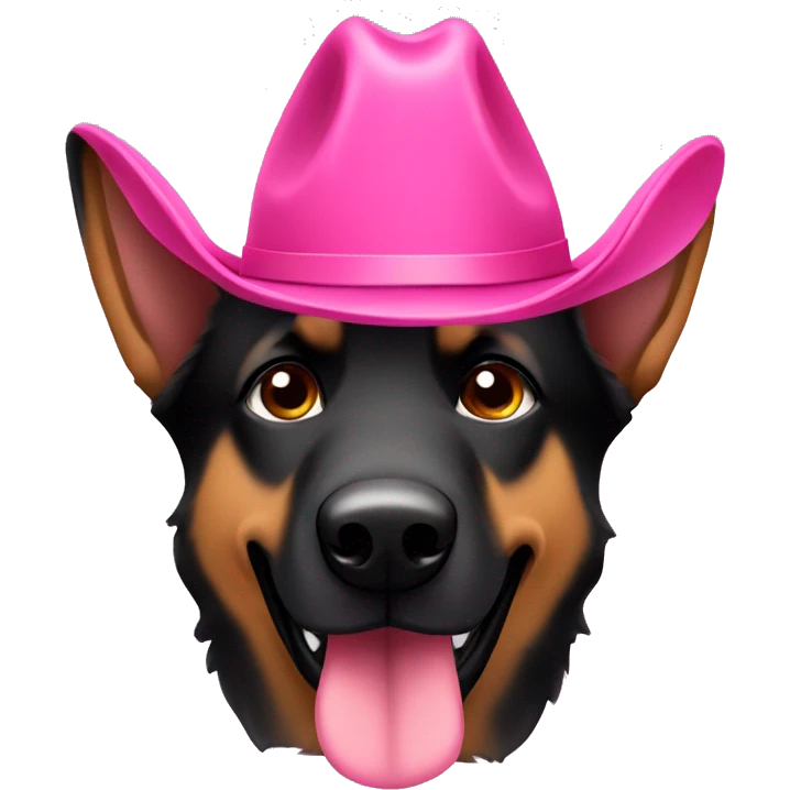 Dark German shepherd pink cowboy hat emoji