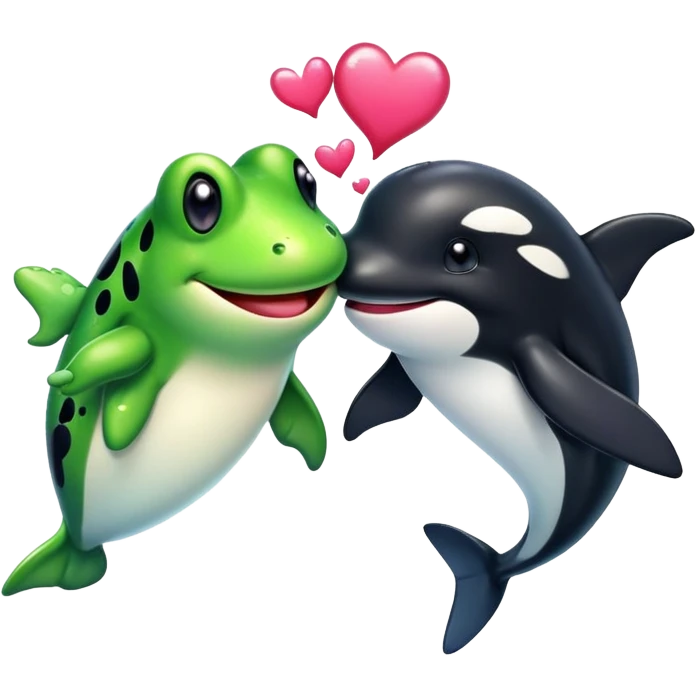 Frog and orca in love  emoji