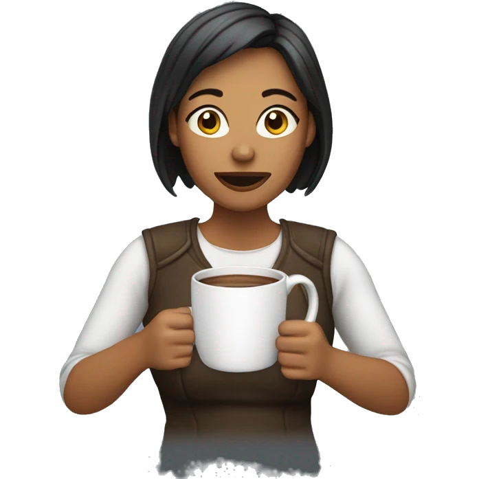 woman holding a mug emoji