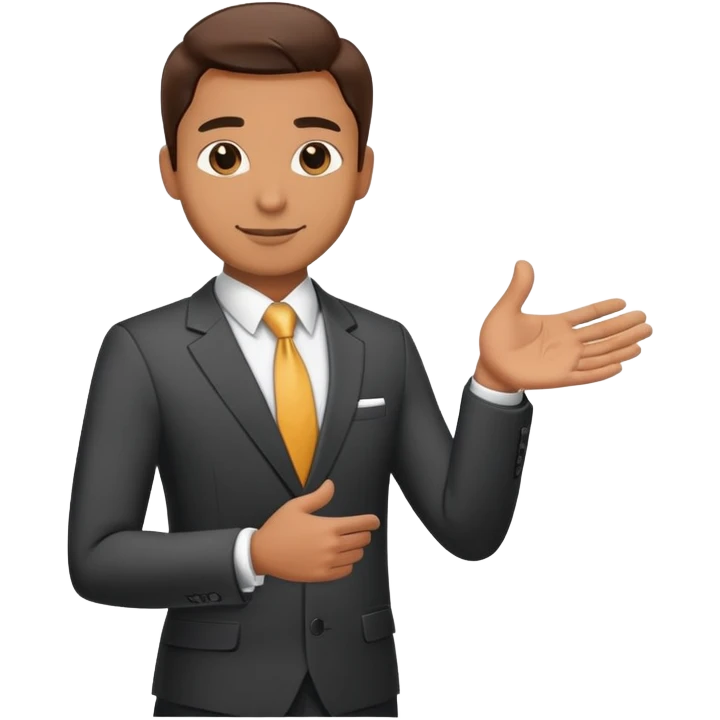 Professional salesman in suit with handshake gesture emoji