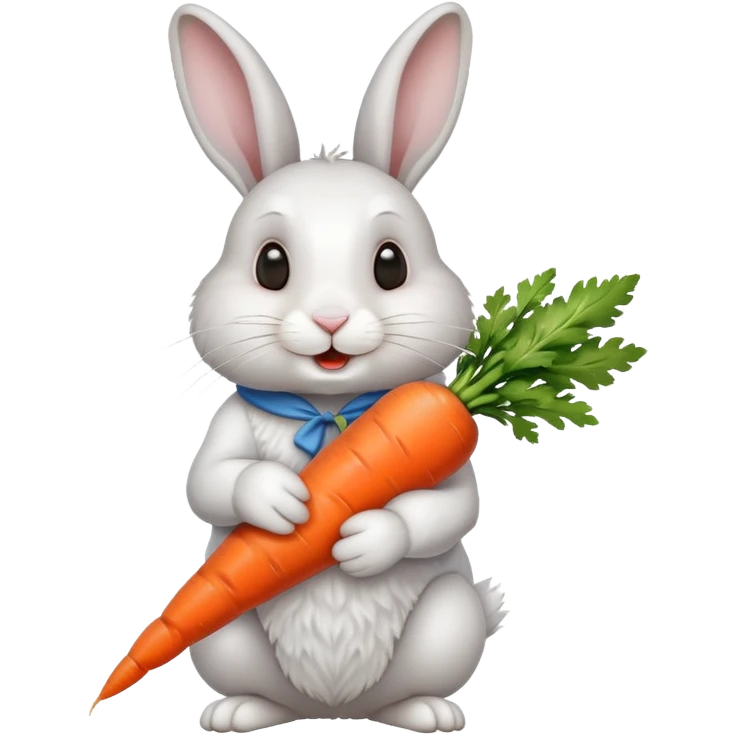 Rabbit with the carrot in the mouth and with the carrot Near the tail emoji