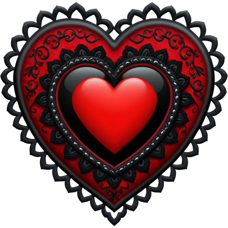 goth heart with a black lace heart cameo emoji