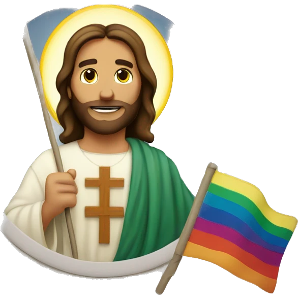 Jesus Christ with pride flag emoji