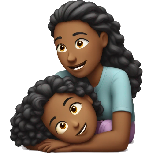 Mom and daughter. Dad lying down emoji