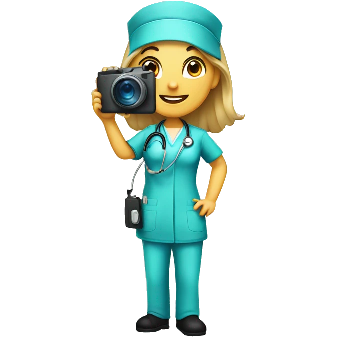 Nurse taking a picture emoji