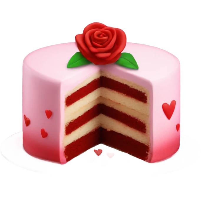 valentine’s day cake with rose emoji