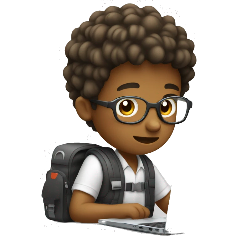 a boy showing working on laptop and in laptop he is coding emoji