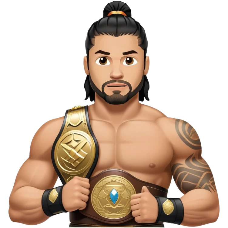 Roman Reigns WWE wrestler with championship belt emoji