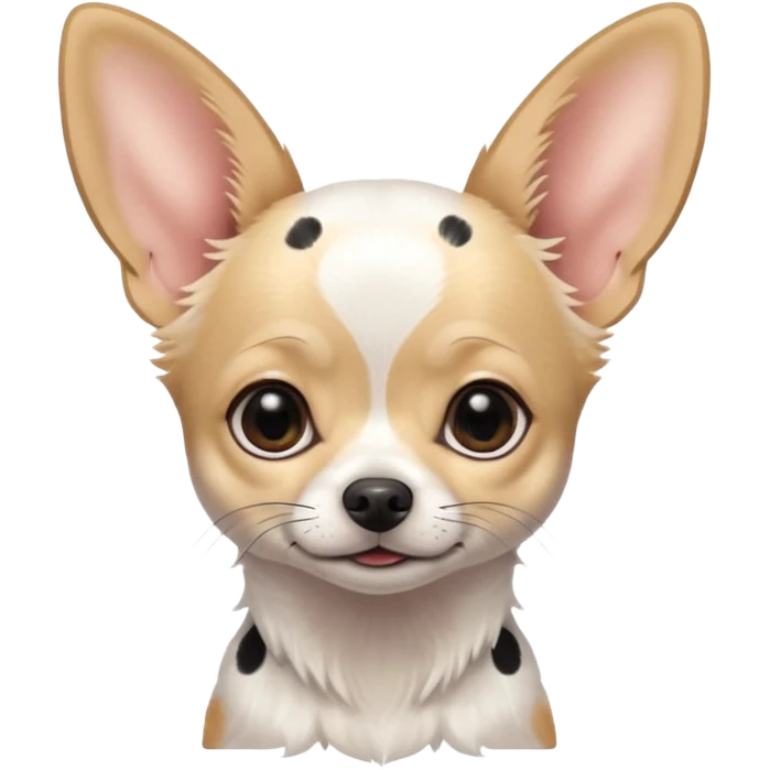 Chihuahua blanco con machas negras. Super delagado y con grandes orejas  emoji
