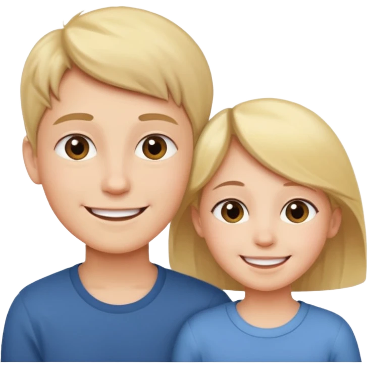 a young boy and a very young girl with their mother emoji