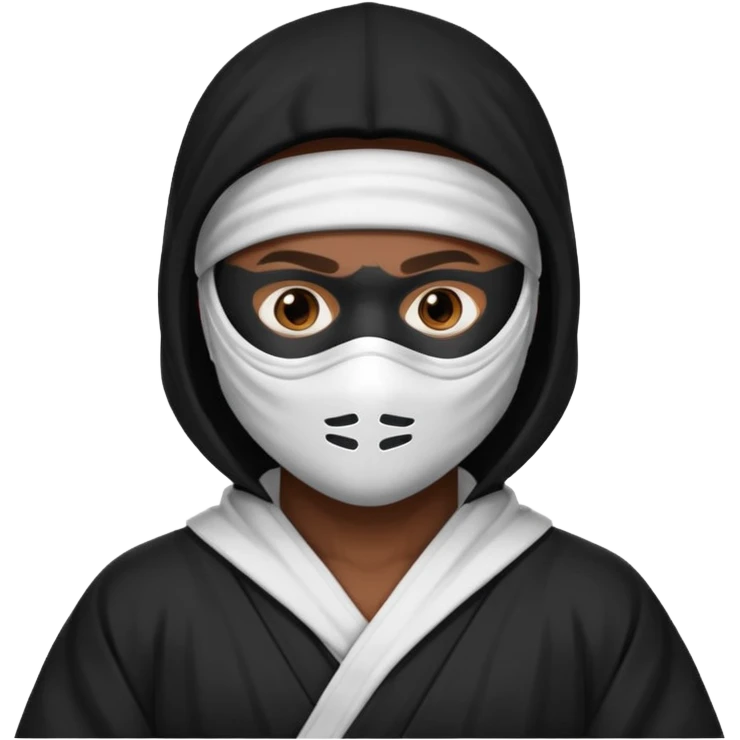 All white ninja robe with white mask and dark brown skin color emoji