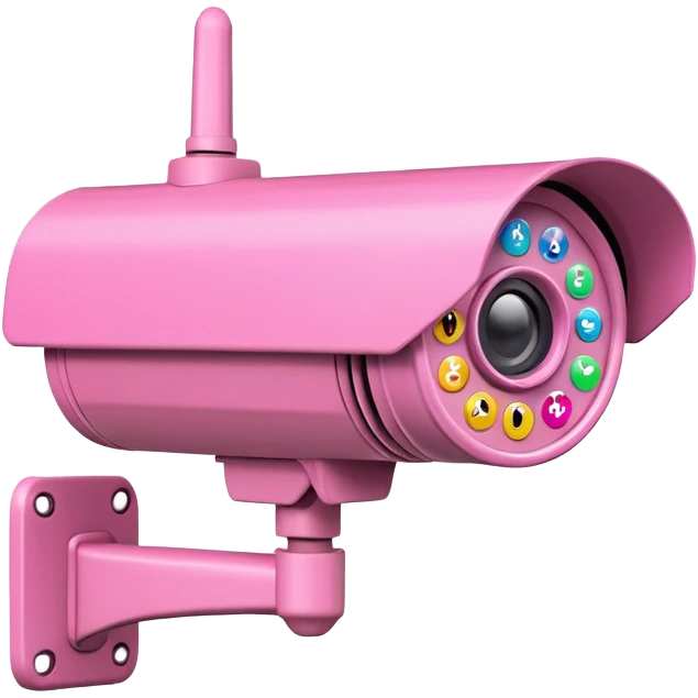 Security Camera pink with stickers emoji