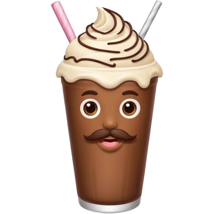 milkshake with a face andmustache emoji