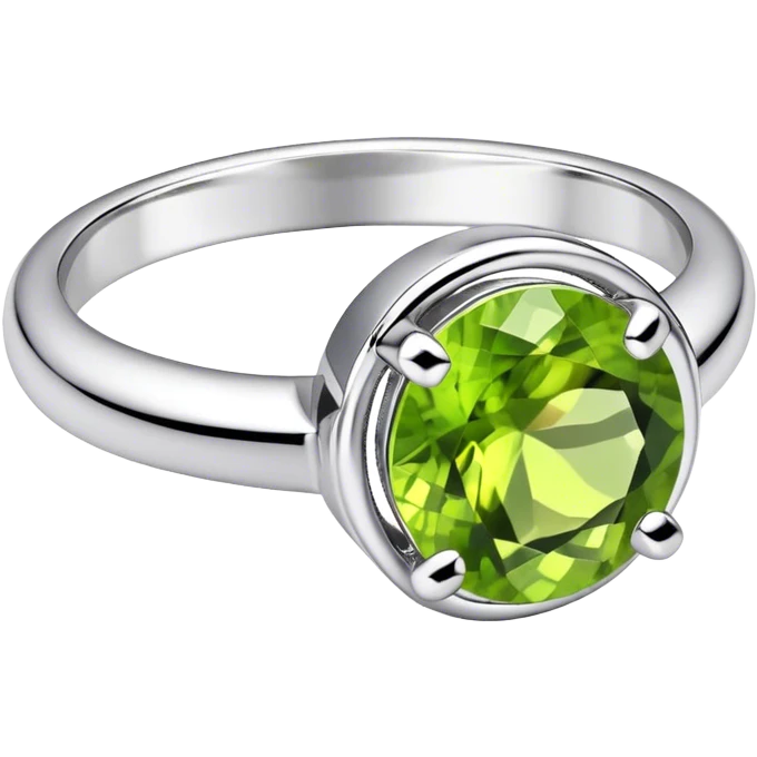 Peridot birthstone silver ring emoji