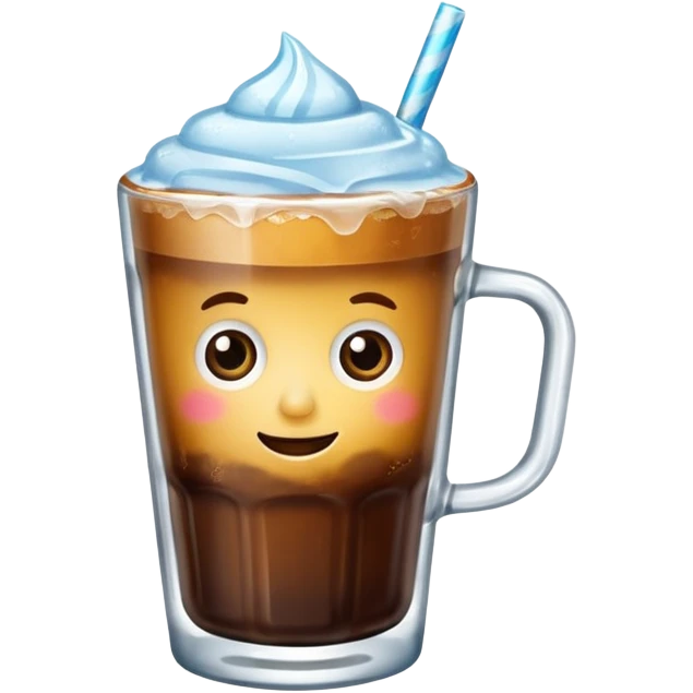 Cafe con hielo en una taza que diga ami emoji