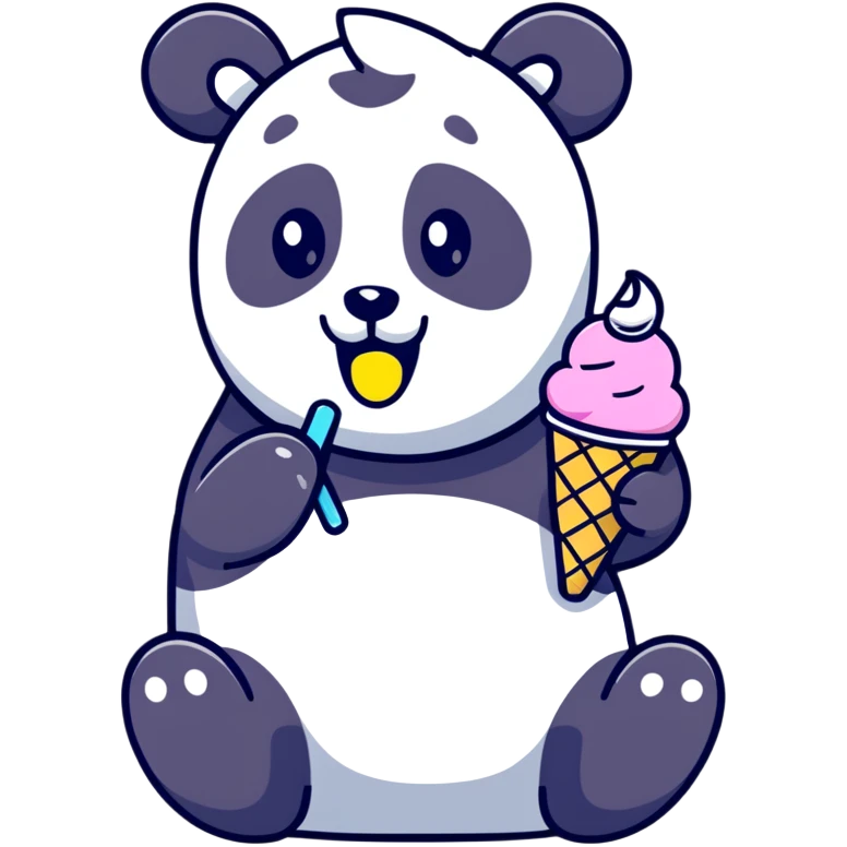 Panda eating ice cream emoji