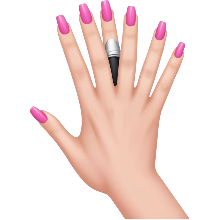 hand with pink nails done emoji
