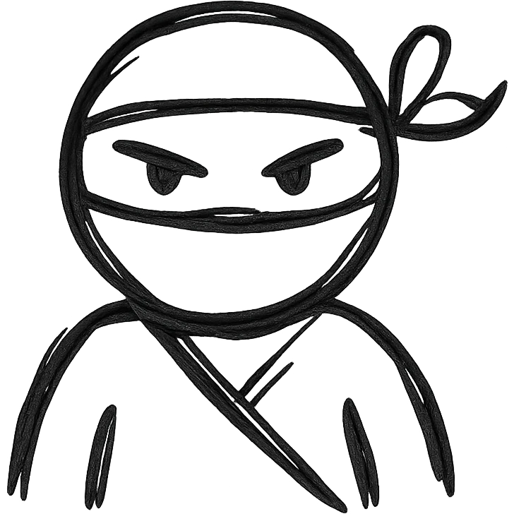 ninja, hand drawn black outline style emoji