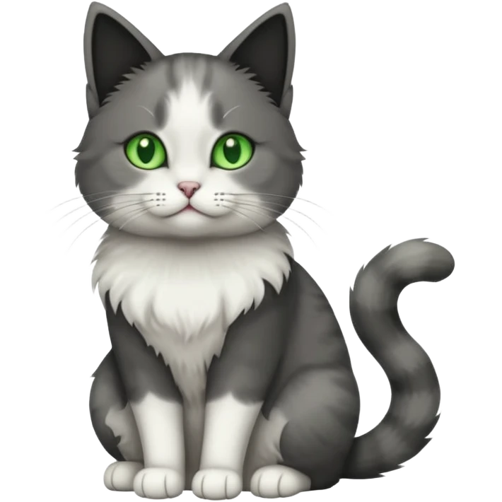 full body half dark grey and half white cat emoji