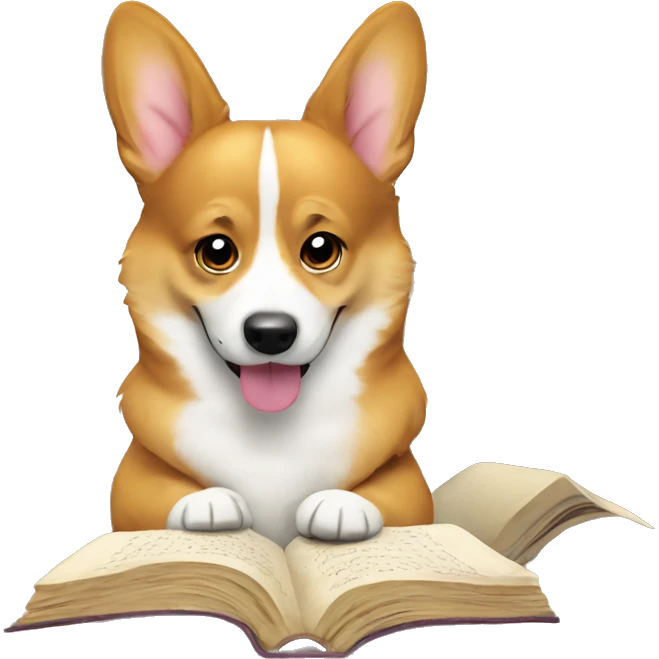 Corgi studying emoji