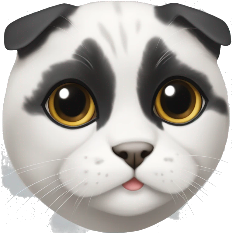 black and white scottish fold cat emoji