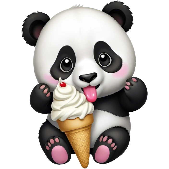 Panda eating ice cream emoji
