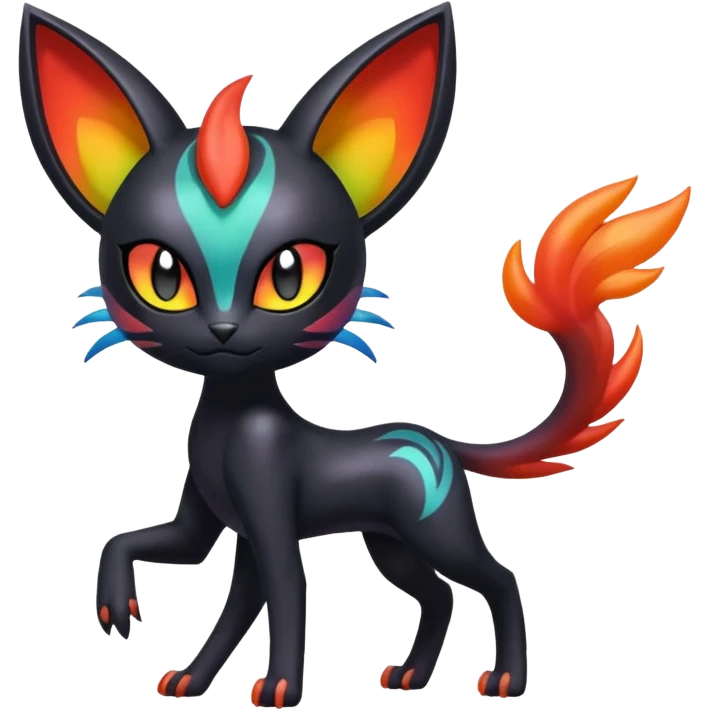 Colorful Meloetta-Litten-Darkrai-Pokémon-Fakémon-fusion-hybrid-creature emoji