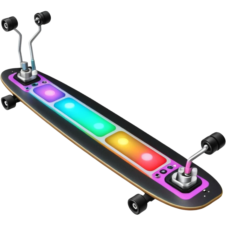 A longboard DJ mixer with faders, EQ knobs, and colorful LEDs.
 emoji