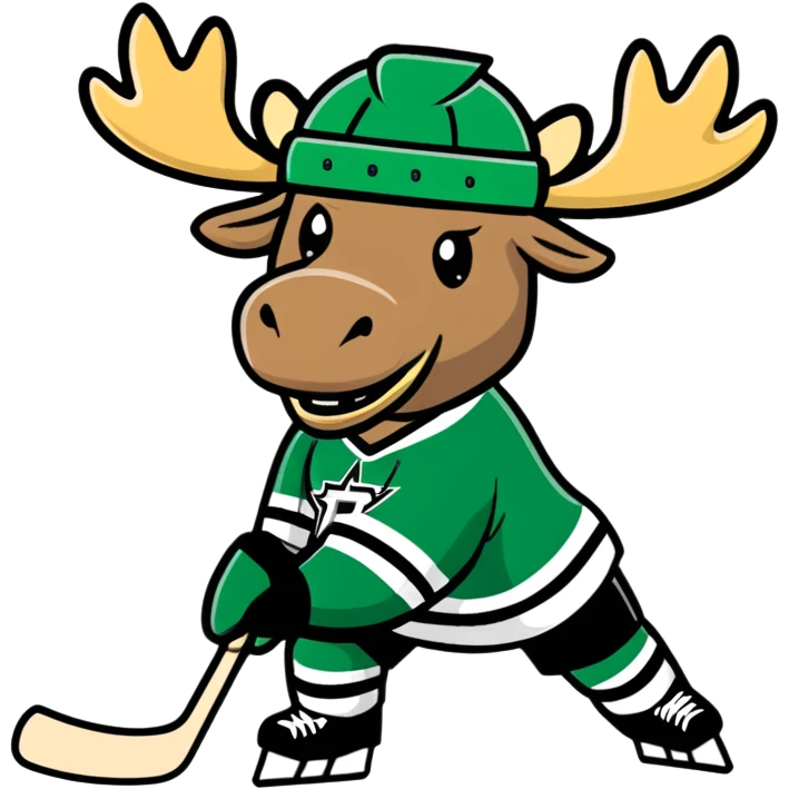 Dallas Stars Moose playing hockey with hats emoji
