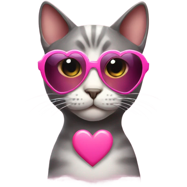 a cat wearing pink heart sunglasses emoji