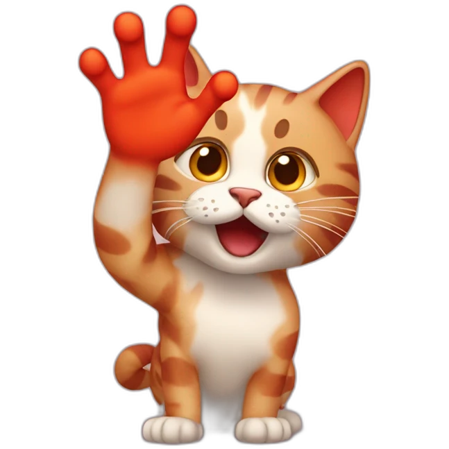 a red lava blob cat waving emoji