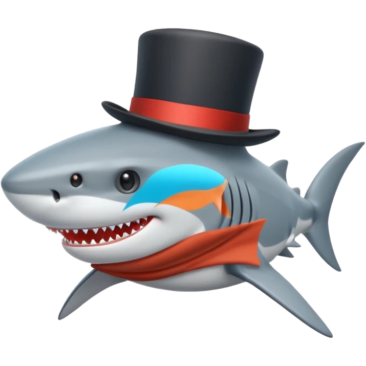 Shark with a top hat emoji