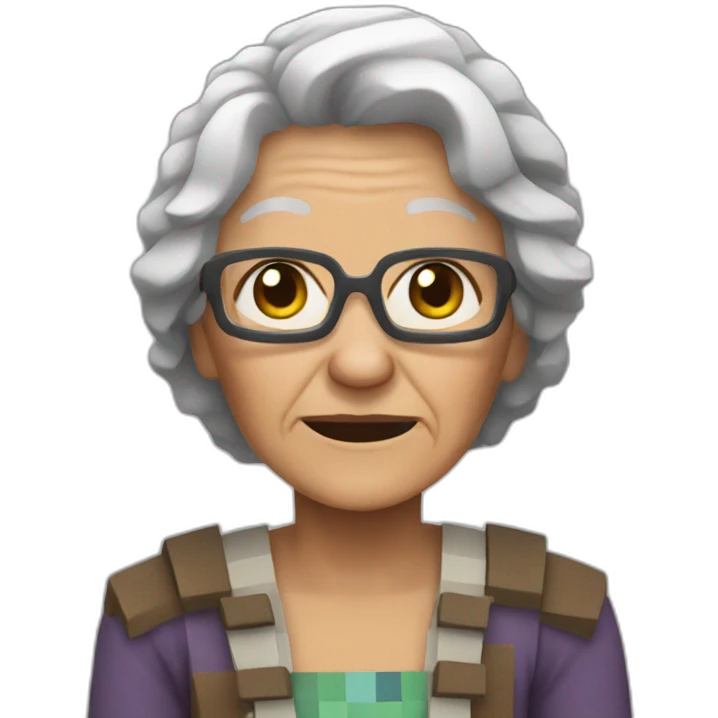 Old lady who plays Minecraft emoji