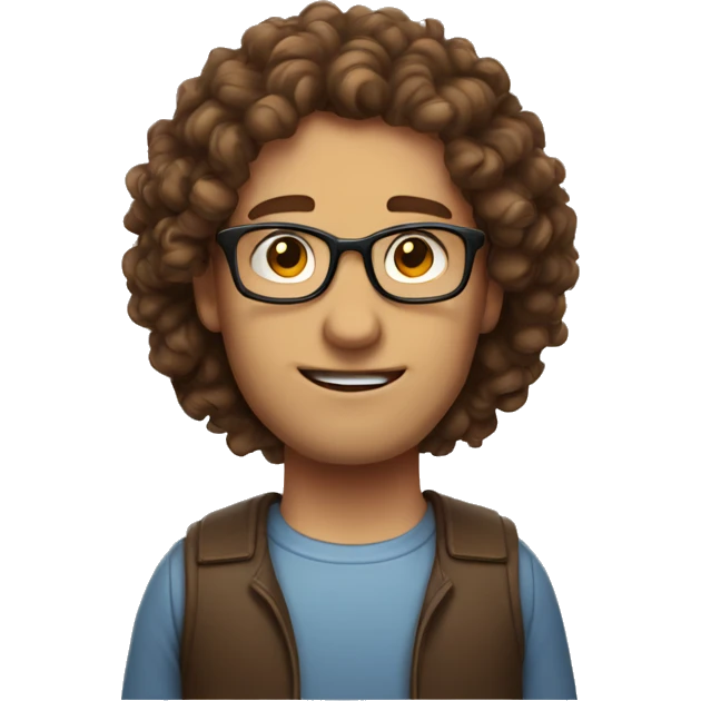 Nerdy man with brown curly hair emoji