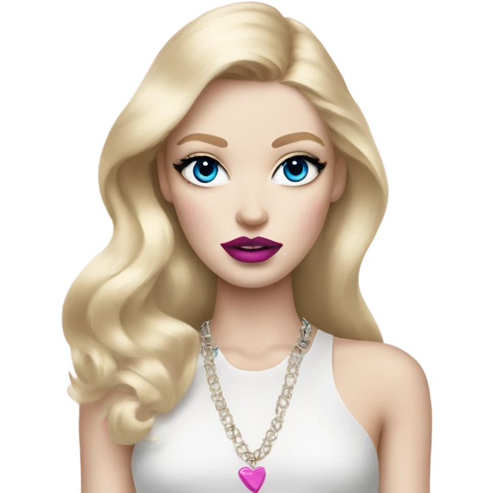 Hot girly pale blonde with blue eyes and pink lips wearing YsL emoji