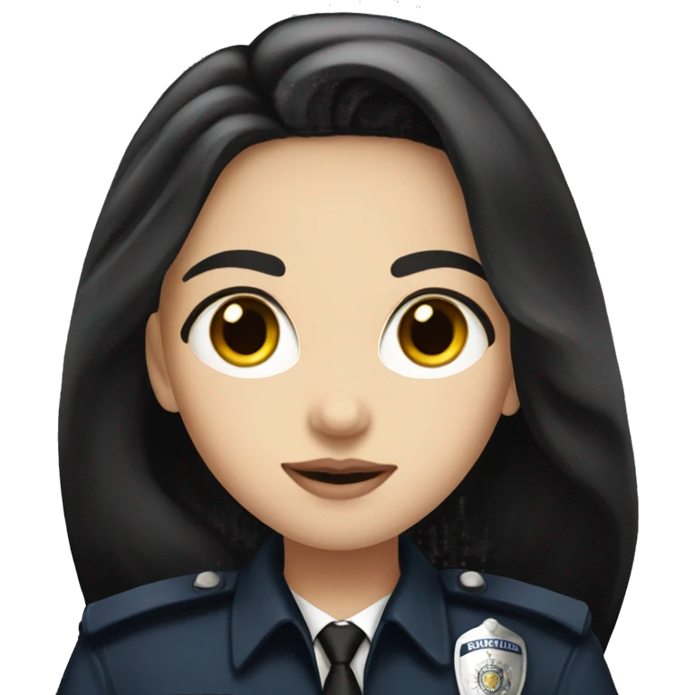 pale girl with long black hair with police uniform  emoji