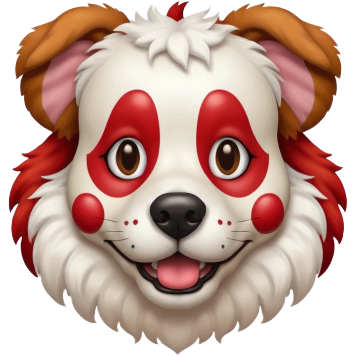 Dog clown with painted nose, half body emoji